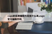 csgo的实用辅助代码有什么用,csgo官方辅助代码